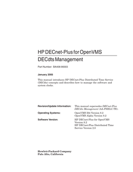 HP Decnet-Plus for Openvms Decdts Management