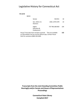 Legislative History for Connecticut Act