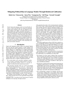 Mitigating Political Bias in Language Models Through Reinforced Calibration