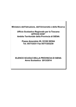 Elenco Delle Scuole Della Provincia Di Siena
