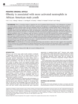 Obesity Is Associated with More Activated Neutrophils in African American Male Youth