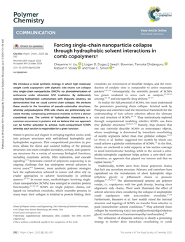 Forcing Single-Chain Nanoparticle Collapse Through Hydrophobic Solvent Interactions in Comb Copolymers