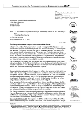 KOORDINATIONSSTELLE Für NATURSCHUTZFACHLICHE VERBANDSBETEILIGUNG (KNV)