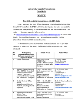 University Grants Commission New Delhi NOTICE