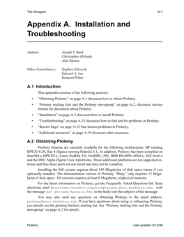 Appendix A. Installation and Troubleshooting