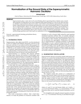 Normalization of the Ground State of the Supersymmetric Harmonic