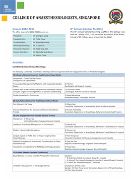 College of Anaesthesiologists, Singapore