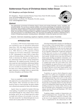 Subterranean Fauna of Christmas Island, Indian Ocean