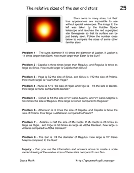 The Relative Sizes of the Sun and Stars 25