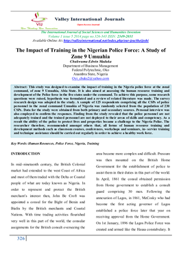 The Impact of Training in the Nigerian Police Force