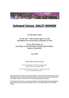 Unheard Voices -DALIT WOMEN