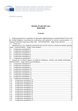 Roll Call Votes, JURI Committee Meeting on 4 February 2019