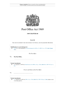 Post Office Act 1969, Part III