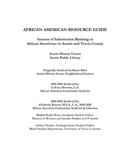 African American Resource Guide