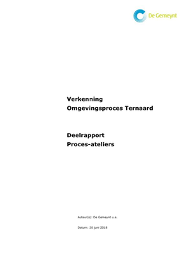 Verkenning Omgevingsproces Ternaard Deelrapport Proces-Ateliers