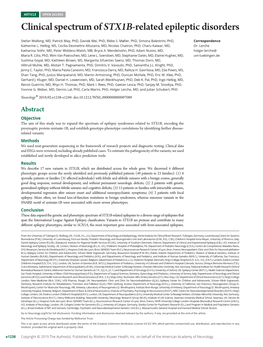 Clinical Spectrum Ofstx1b-Related Epileptic Disorders