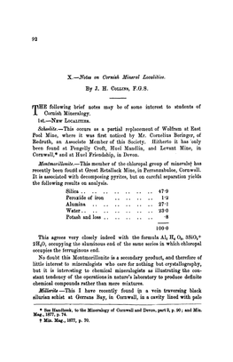 Note8 on Cornish Mineral Localities