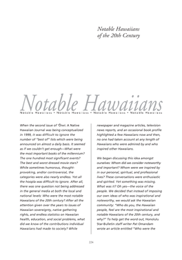 Notable Hawaiians of the 20Th Century