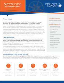 Sap Sybase (Ase) W Third-Party Support