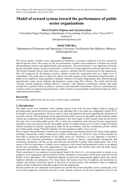 ID 584 Model of Reward System Toward the Performance of Public Sector