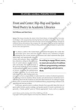 Hip-Hop and Spoken Word Poetry in Academic Libraries 19.2