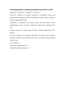 Estimating Global Cropland Production from 1961 to 2010