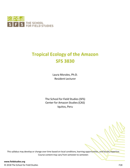 Tropical Ecology of the Amazon SFS 3830