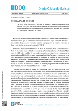 ORDE Do 29 De Xullo De 2021 Pola Que Se Modifica O Anexo II Da Orde