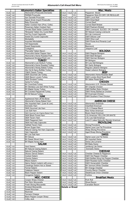 Deli Call-Ahead Order Sheet (PDF)