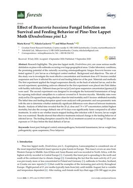 Effect of Beauveria Bassiana Fungal Infection on Survival and Feeding