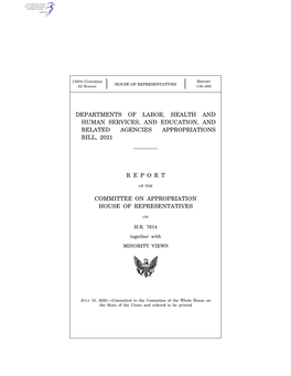 Departments of Labor, Health and Human Services, and Education, and Related Agencies Appropriations Bill, 2021