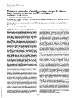 Changes in Expression of Putative Antigens Encoded by Pigment