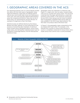 1. GEOGRAPHIC AREAS COVERED in the ACS for Reporting Purposes, the U.S