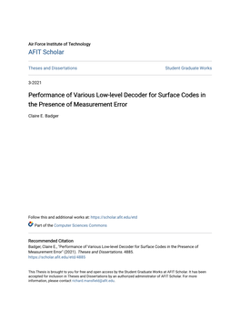 Performance of Various Low-Level Decoder for Surface Codes in the Presence of Measurement Error