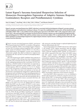 Latent Kaposi's Sarcoma-Associated Herpesvirus Infection of Monocytes