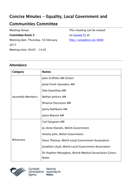 Concise Minutes - Equality, Local Government and Communities Committee