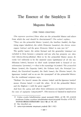 The Essence of the Samkhya II Megumu Honda