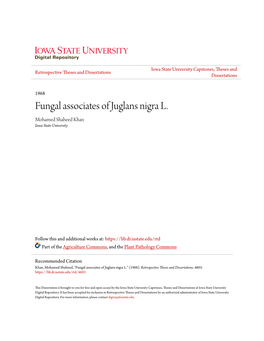 Fungal Associates of Juglans Nigra L. Mohamed Shaheed Khan Iowa State University