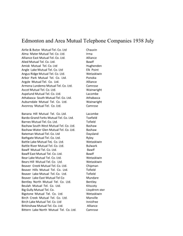 Edmonton District Mutuals 1938