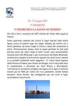 Presentazione I Tesori Della Laguna Venezia 2015