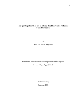 Incorporating Mindfulness Into an Internet-Based Intervention for Female Sexual Dysfunctions