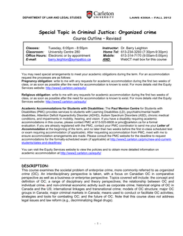 Organized Crime Course Outline – Revised