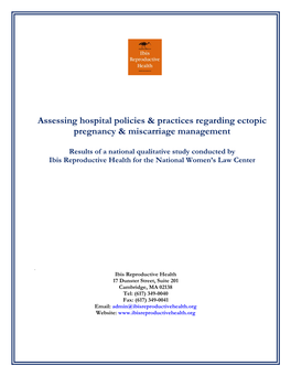 Assessing Hospital Policies & Practices Regarding Ectopic
