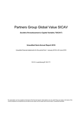 Partners Group Global Value SICAV