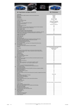 RS 7 Specification and Option Sheet MY18 RS 7 Performance Technical