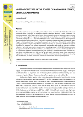 Vegetation Types in the Forest of Katingan Regency, Central Kalimantan