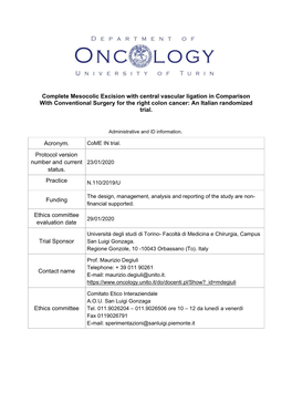 Complete Mesocolic Excision with Central Vascular Ligation in Comparison with Conventional Surgery for the Right Colon Cancer: an Italian Randomized Trial