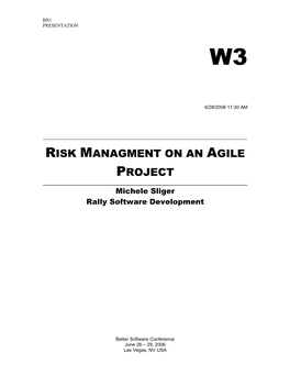 Risk Managment on an Agile Project