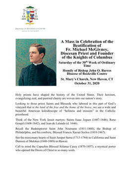 A Mass in Celebration of the Beatification of Fr. Michael