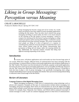 Liking in Group Messaging: Perception Versus Meaning